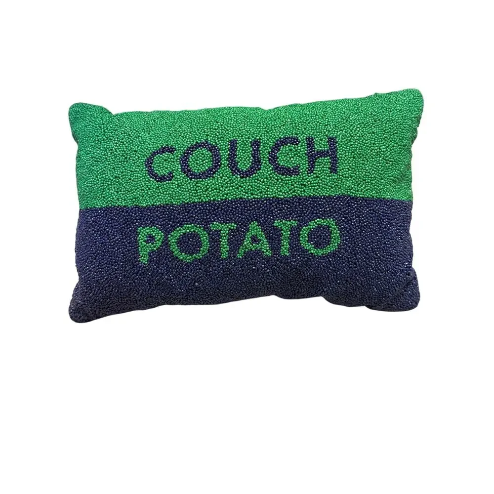 Kate Spade x Target “Couch Potato” Beaded Throw Pillow Green & Navy Accent Decor